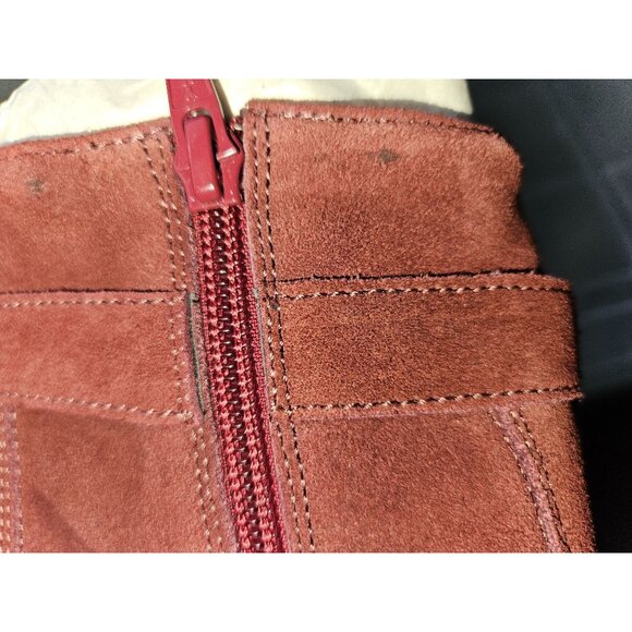 2/$35-Stitch Fix Diba Sleek Suede Bootie Stacked Heel Women 7M Leather Upper - Picture 8 of 13